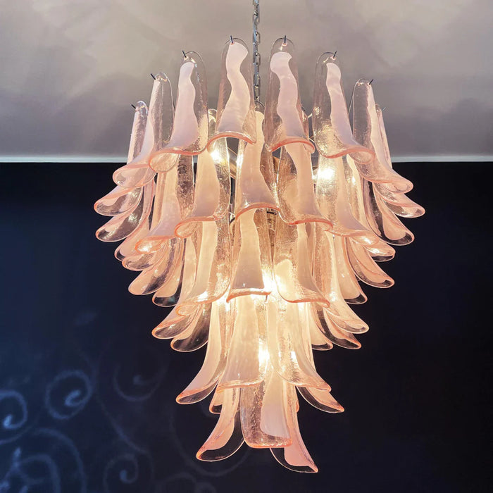 Vintage Pink Murano Glass Petals Chandelier