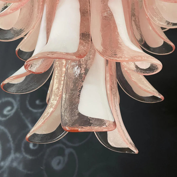 Vintage Pink Murano Glass Petals Chandelier