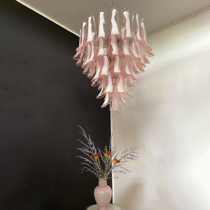 Vintage Pink Murano Glass Petals Chandelier