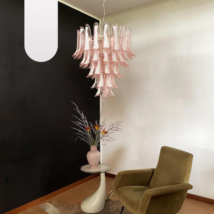 Vintage Pink Murano Glass Petals Chandelier