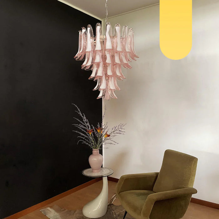Vintage Pink Murano Glass Petals Chandelier