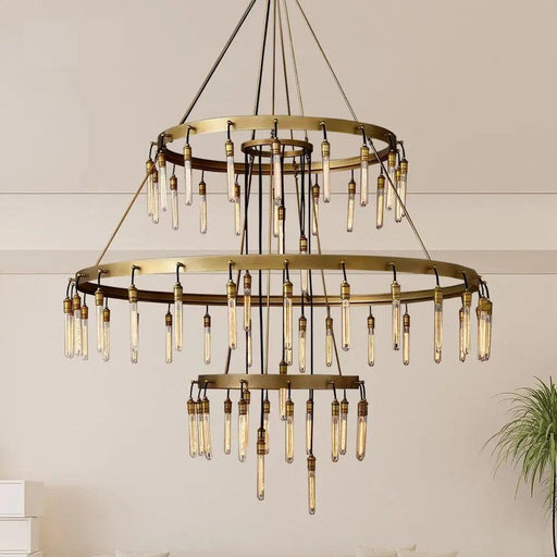 Vintage Round 3 Tier Metal Axis Pendant Chandelier-DWHOME