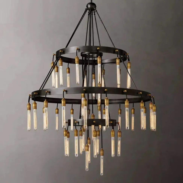 Vintage Round 3 Tier Metal Axis Pendant Chandelier - DWHOME