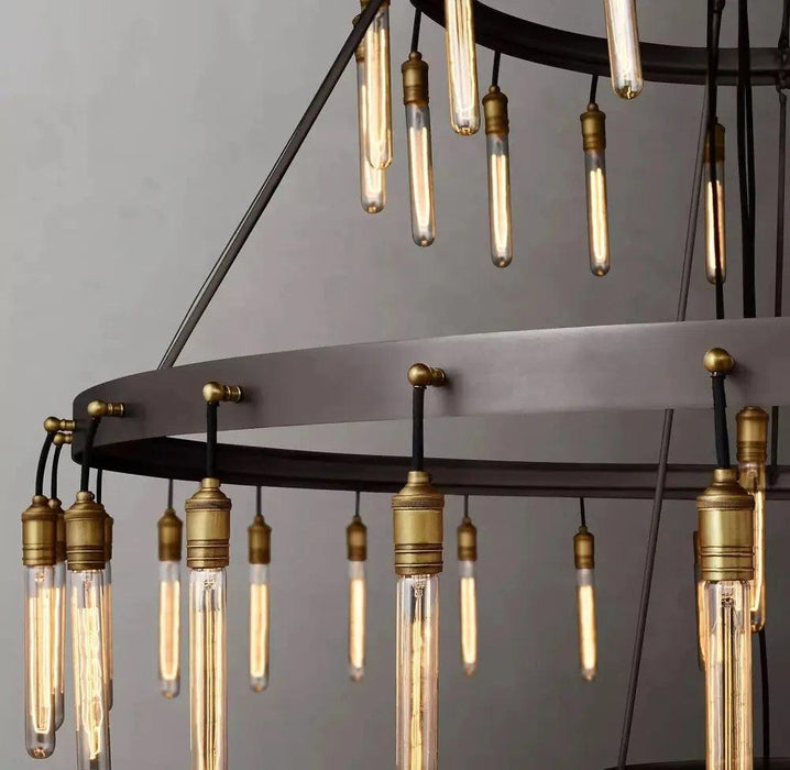 Vintage Round 3 Tier Metal Axis Pendant Chandelier - DWHOME