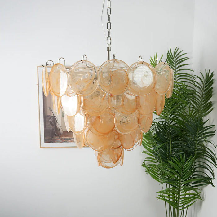 Elegant Gold Murano Disc Chandelier-DWHOME