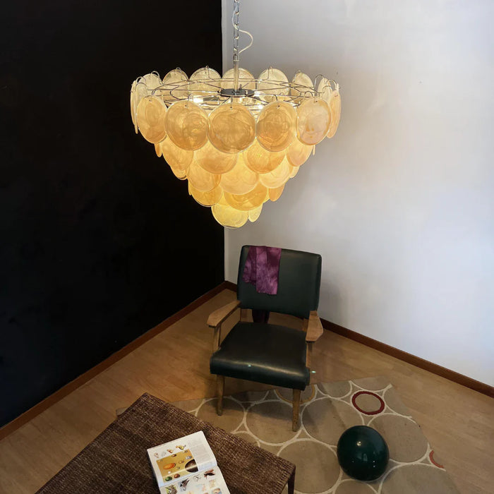 Elegant Gold Murano Disc Chandelier-DWHOME