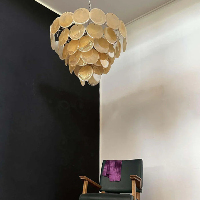 Elegant Gold Murano Disc Chandelier-DWHOME