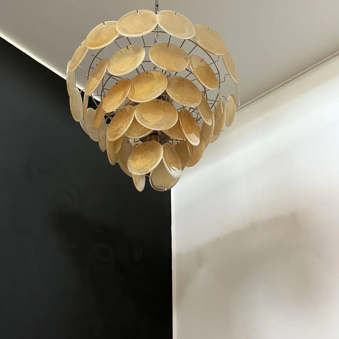 Elegant Gold Murano Disc Chandelier-DWHOME