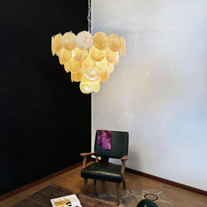 Elegant Gold Murano Disc Chandelier-DWHOME