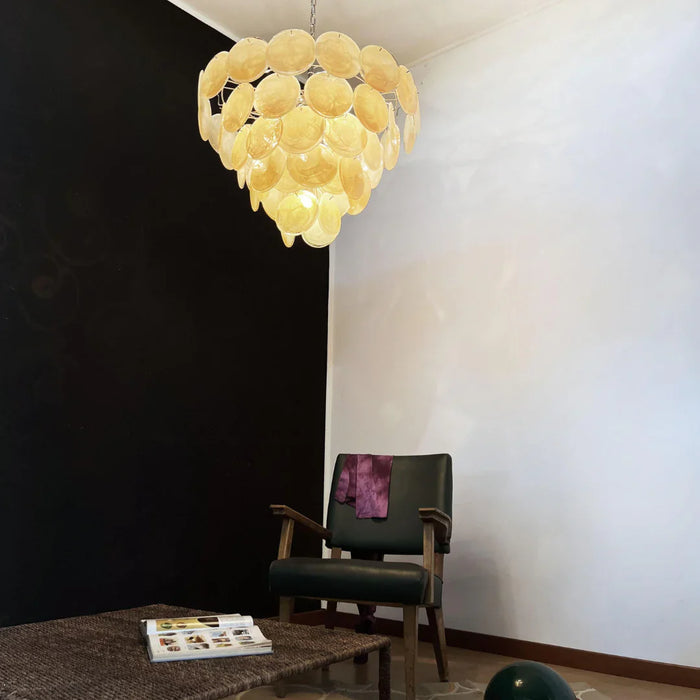 Elegant Gold Murano Disc Chandelier-DWHOME