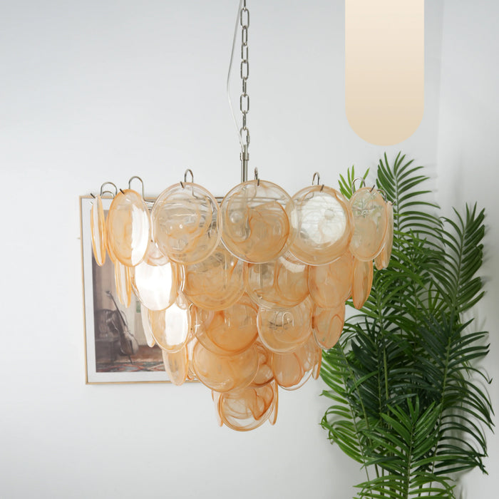 Elegant Gold Murano Disc Chandelier-DWHOME