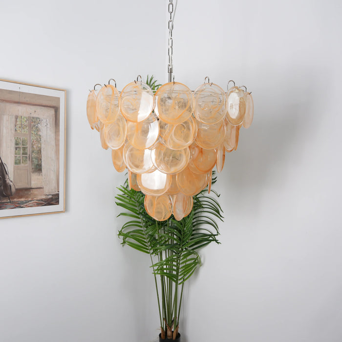 Elegant Gold Murano Disc Chandelier-DWHOME