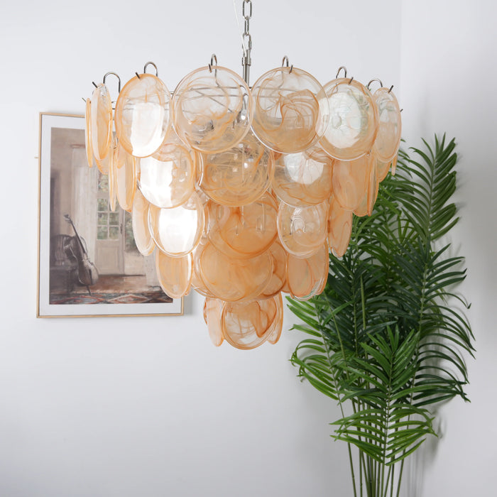 Elegant Gold Murano Disc Chandelier-DWHOME
