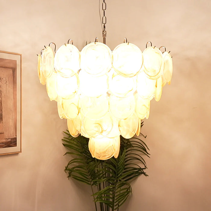 Elegant Gold Murano Disc Chandelier-DWHOME