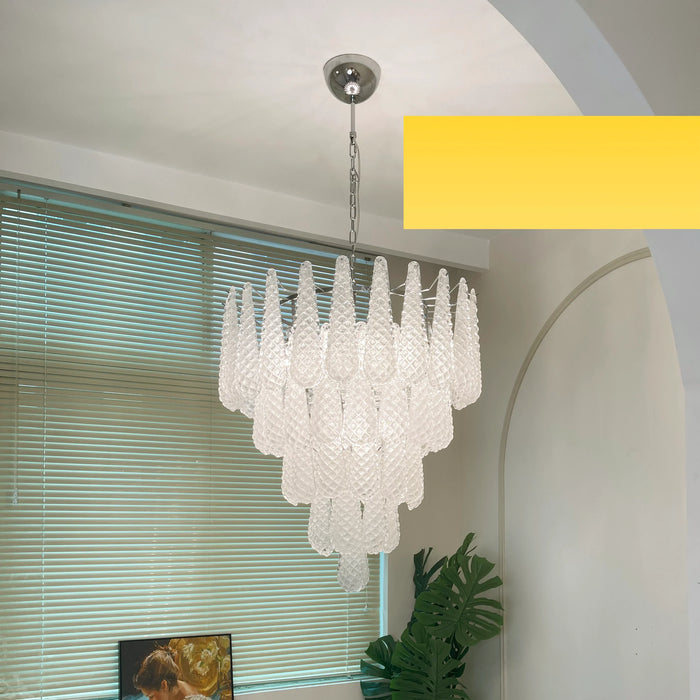 Vintage Transparent Murano Glass Petals Drop Chandelier-DWHOME