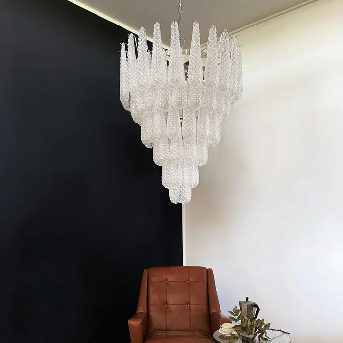 Vintage Transparent Murano Glass Petals Drop Chandelier-DWHOME