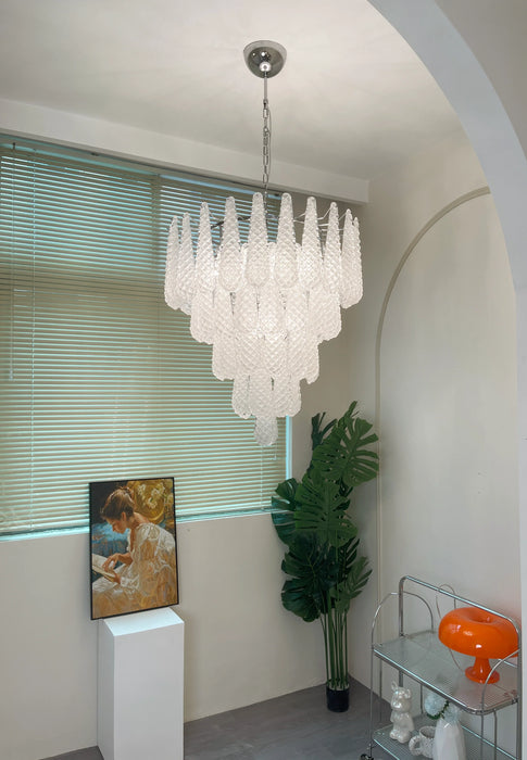 Vintage Transparent Murano Glass Petals Drop Chandelier-DWHOME