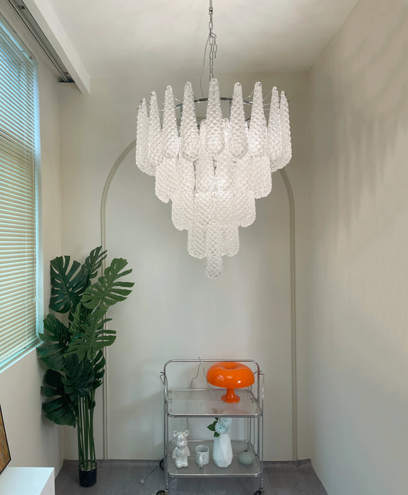 Vintage Transparent Murano Glass Petals Drop Chandelier-DWHOME
