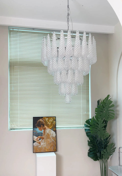 Vintage Transparent Murano Glass Petals Drop Chandelier-DWHOME