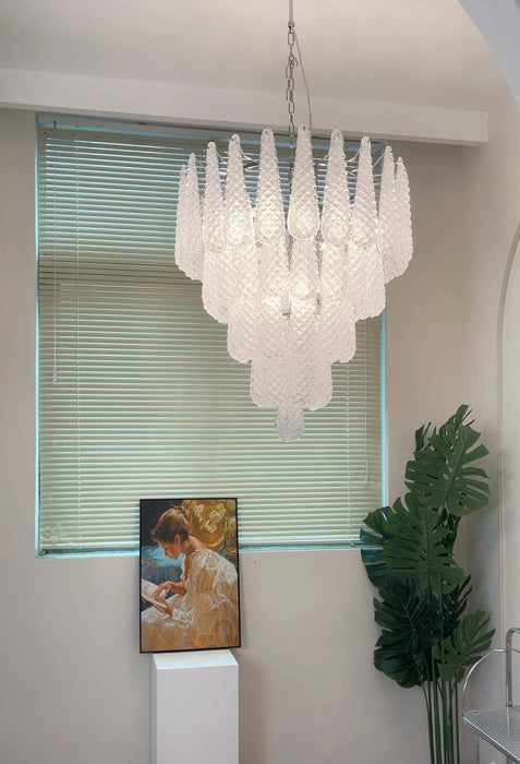 Vintage Transparent Murano Glass Petals Drop Chandelier-DWHOME
