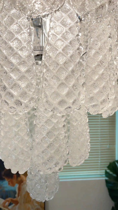Vintage Transparent Murano Glass Petals Drop Chandelier-DWHOME