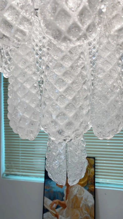Vintage Transparent Murano Glass Petals Drop Chandelier-DWHOME
