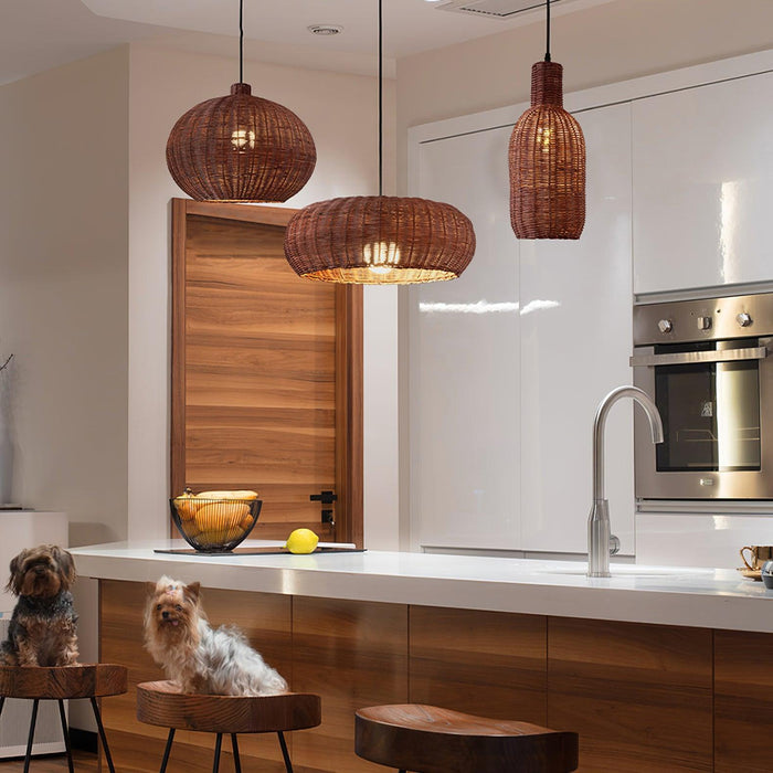 Vintage Rattan Pendant Lamp-DWHOME