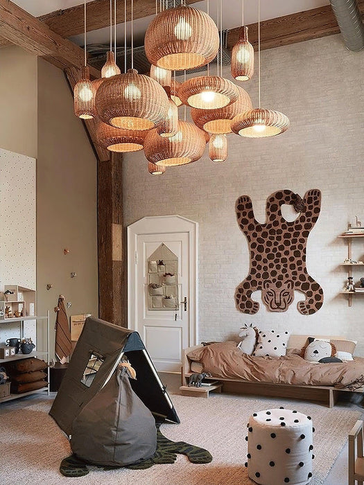 Vintage Rattan Pendant Lamp-DWHOME