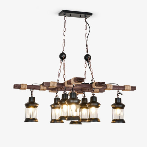 Vintage Wood Glass Chandeliers-DWHOME
