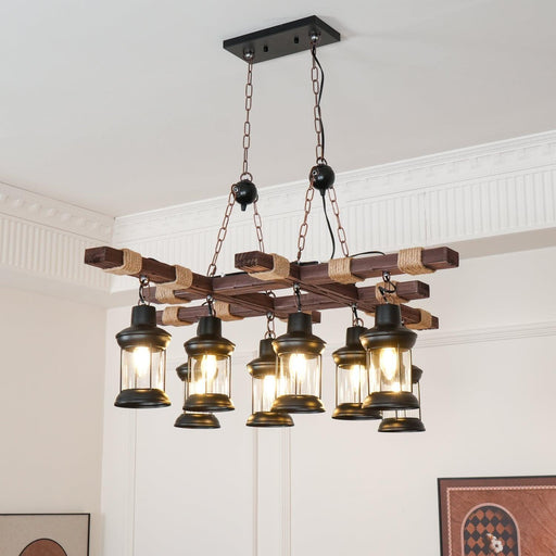 Vintage Wood Glass Chandeliers-DWHOME