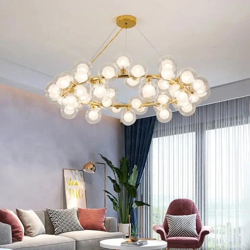 Violet Gold Glass Bubble Chandelier-DWHOME
