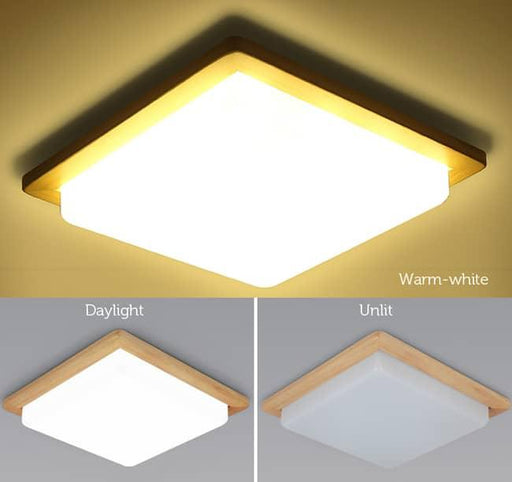 WALBRIDGE Wooden Square Ceiling Lamp - DWHOME