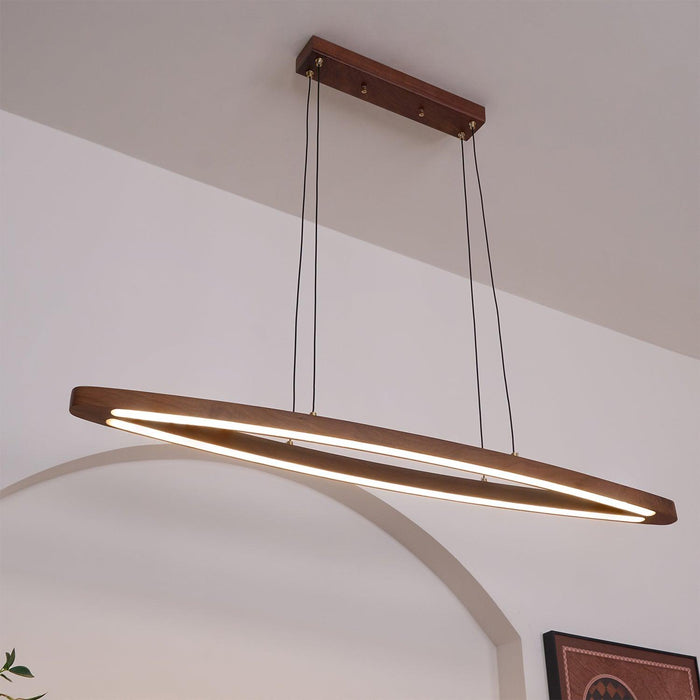 Walnut Arc Linear Pendant Lamp-DWHOME