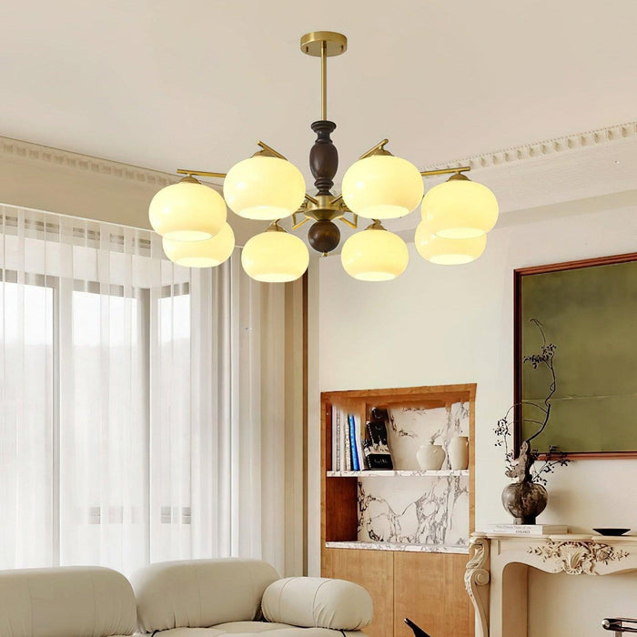 Walnut Beige Orb Chandelier-DWHOME