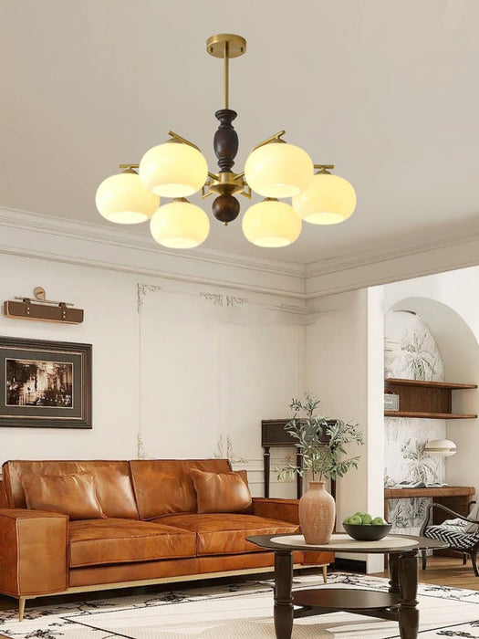 Walnut Beige Orb Chandelier-DWHOME