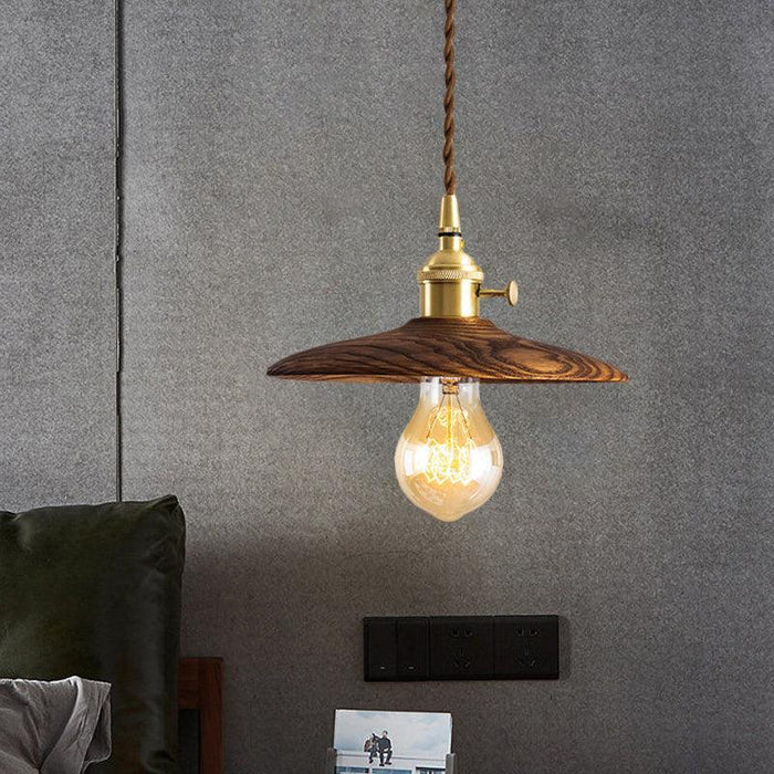 Walnut Conical Pendant Light - DWHOME