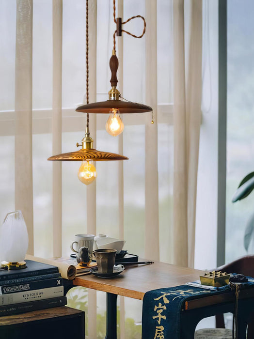 Walnut Conical Pendant Light - DWHOME