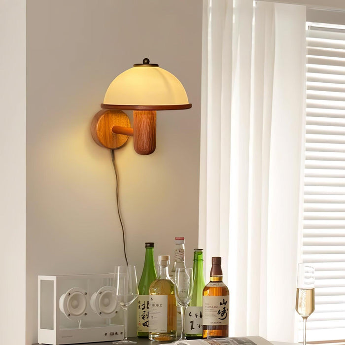 Mushroom Wood Wall Lamp-DWHOME