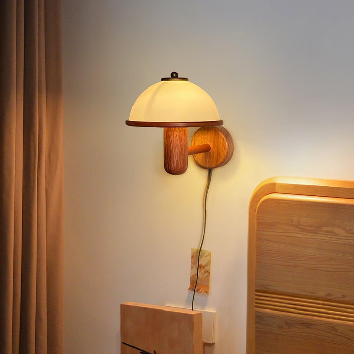 Mushroom Wood Wall Lamp-DWHOME
