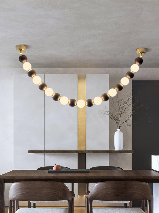 Walnut Bead Necklace Chandelier-DWHOME