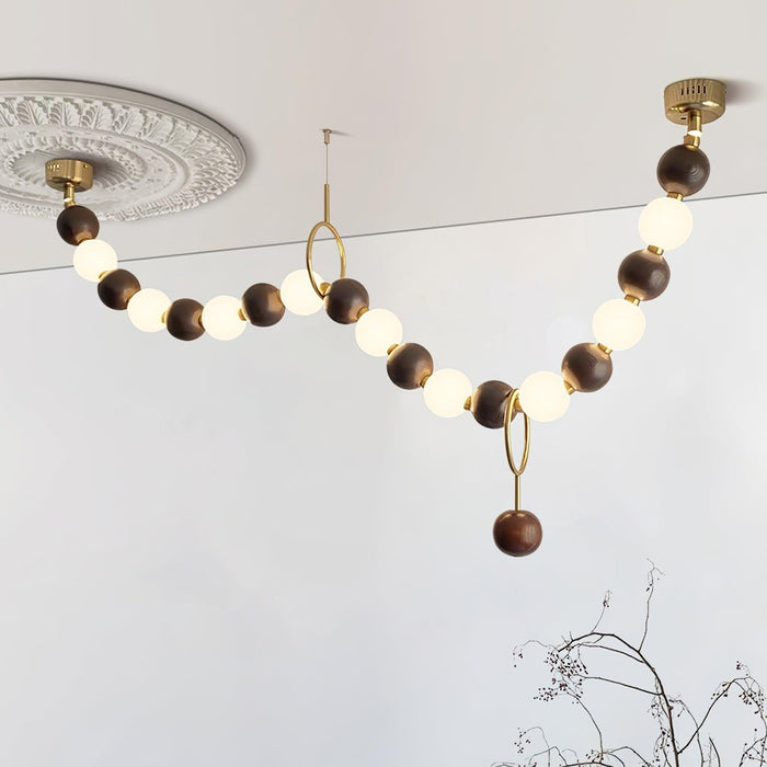 Walnut Bead Necklace Chandelier-DWHOME