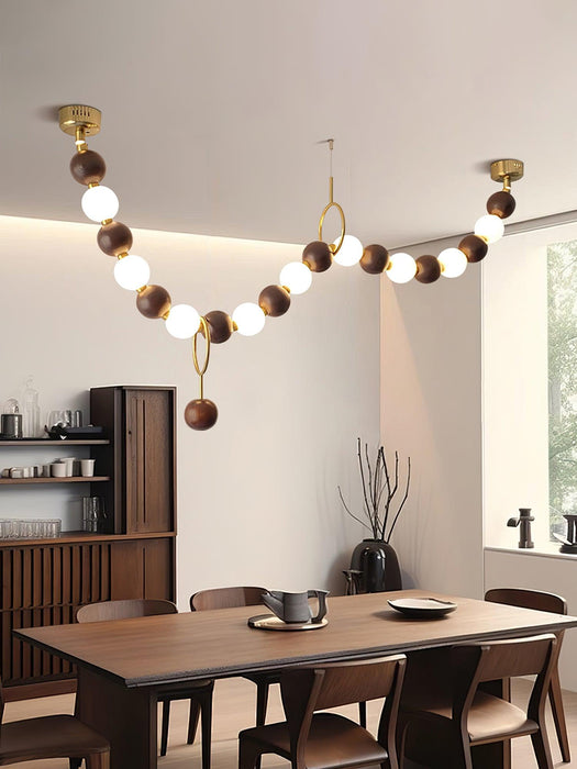 Walnut Bead Necklace Chandelier-DWHOME