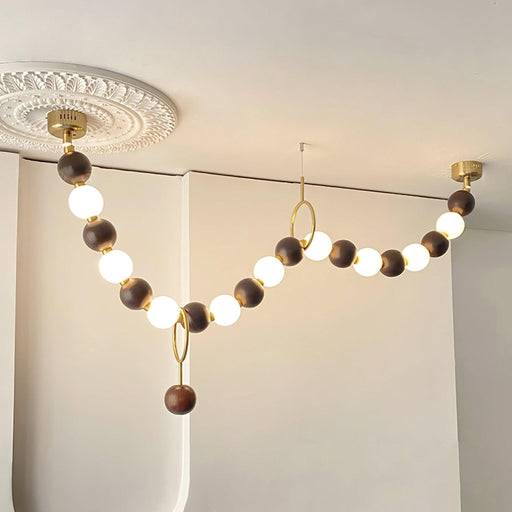 Walnut Bead Necklace Chandelier-DWHOME