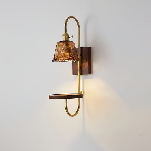 Walnut Shelf Sconce-DWHOME