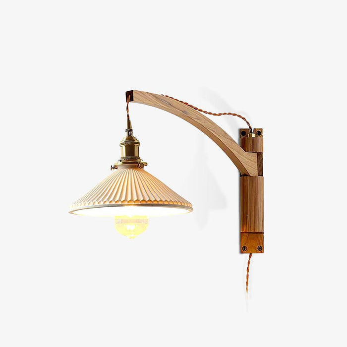 Walnut Swing Arm Wall Lamp-DWHOME