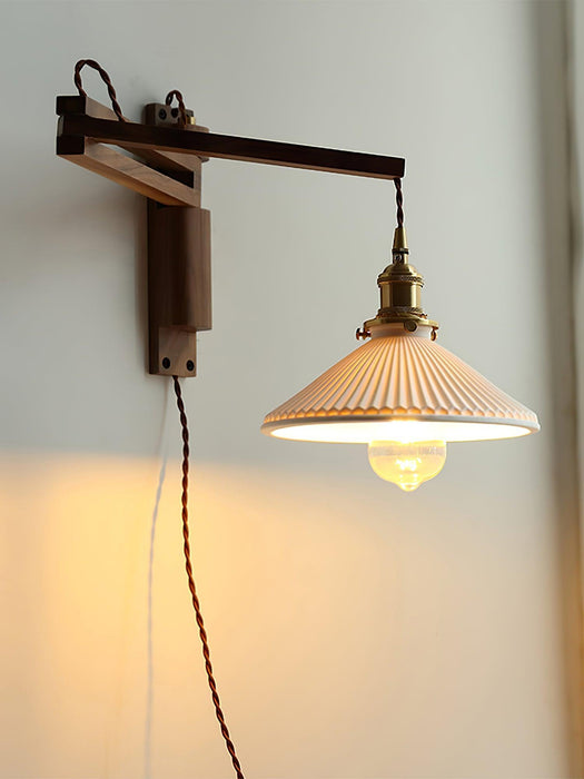 Walnut Swing Arm Wall Lamp-DWHOME
