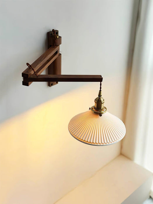 Walnut Swing Arm Wall Lamp-DWHOME