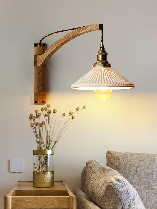 Walnut Swing Arm Wall Lamp-DWHOME