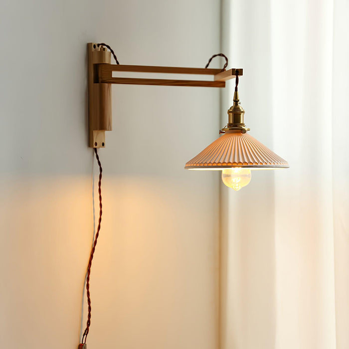 Walnut Swing Arm Wall Lamp-DWHOME