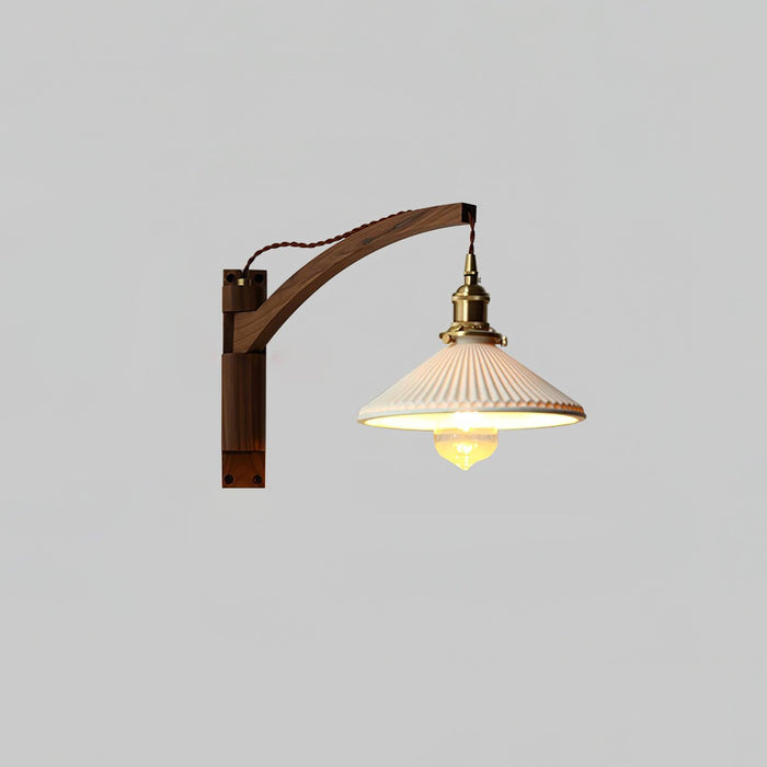 Walnut Swing Arm Wall Lamp-DWHOME